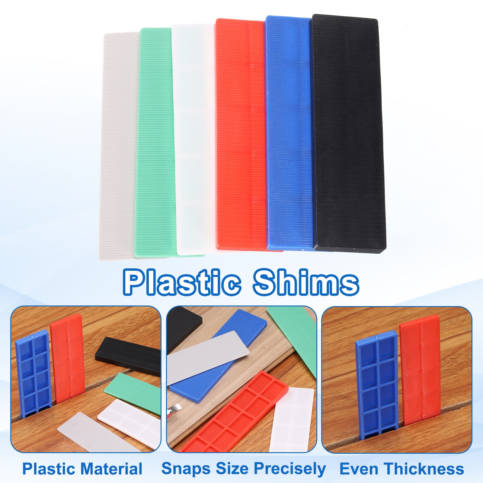 50 Pcs Plastic Flat Shims for Leveling, 3mm(1/8″) Structural Tile Shims, White