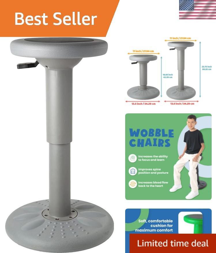 ActiveChairs Adjustable Wobble Stool, Flexible Classroom Seating, Improves Fo…