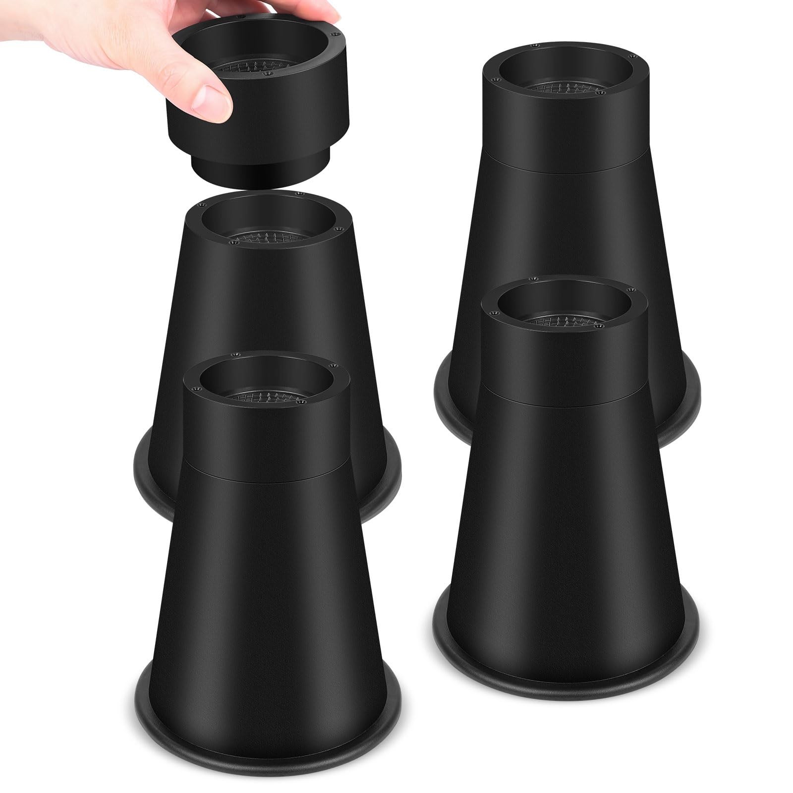 JONHWI Bed Risers, 7.8 Inch Round Furniture Riser Adjustable Heavy Duty Raise