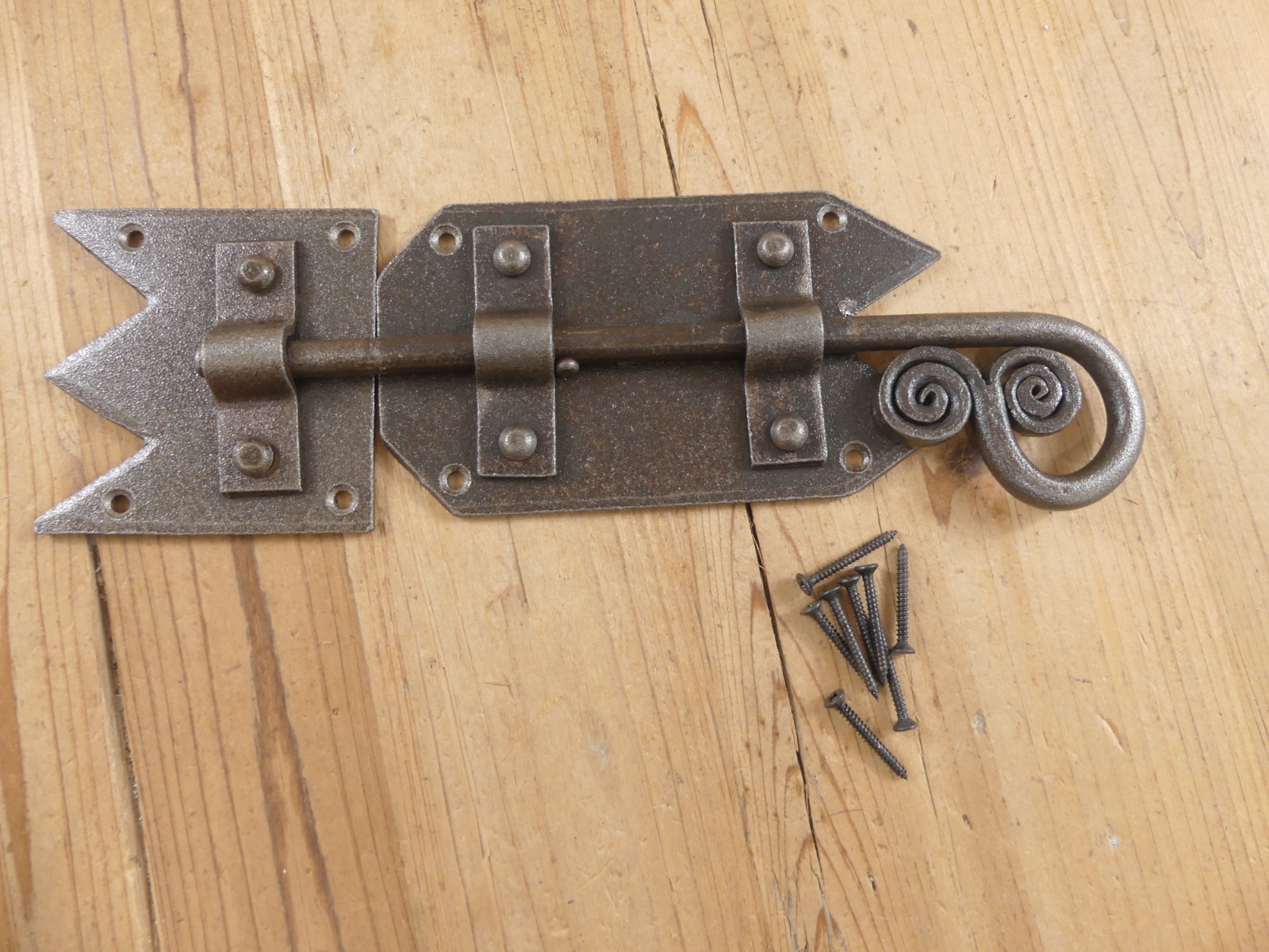 Large Iron Latch And Bolt Sliding Door Lock Barn Cabinet Forged Metal Bolt
