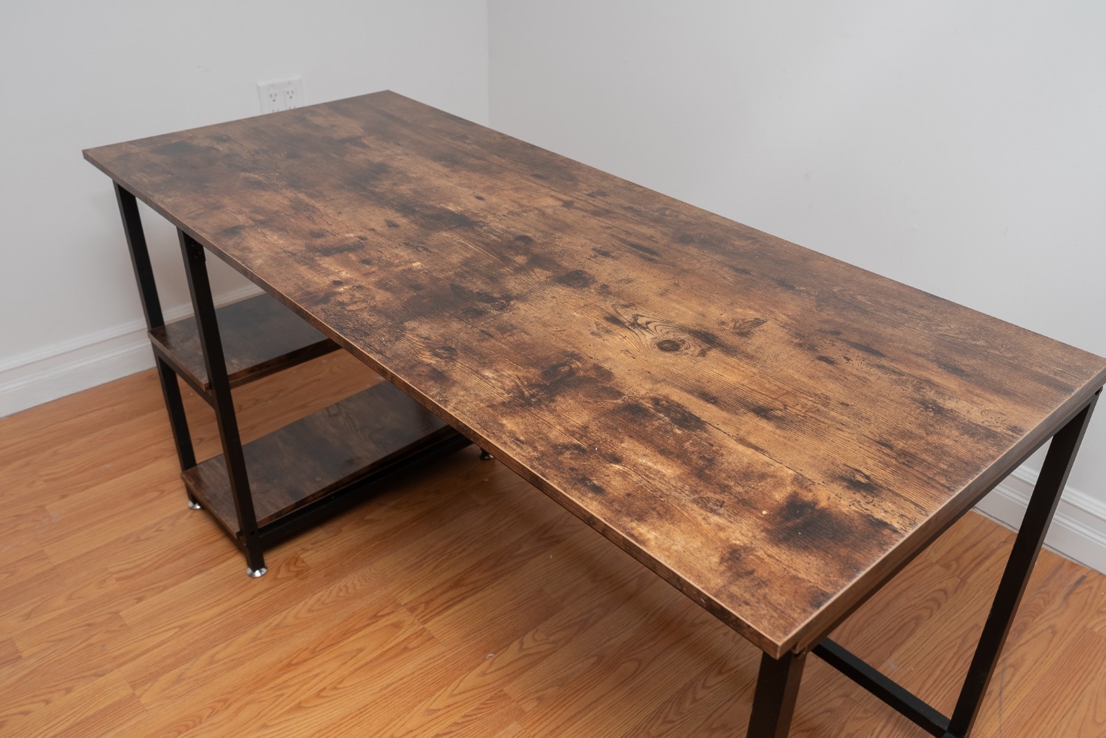 55″ Rustic Computer Desk Home Office Writing Table w Storage Shelves Retro Brown