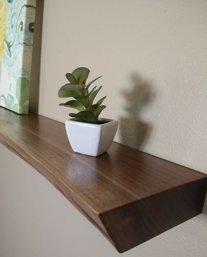 Floating Shelf 5-6″ Deep | Live Edge Black Walnut | Hand Crafted | FREE SHIPPING