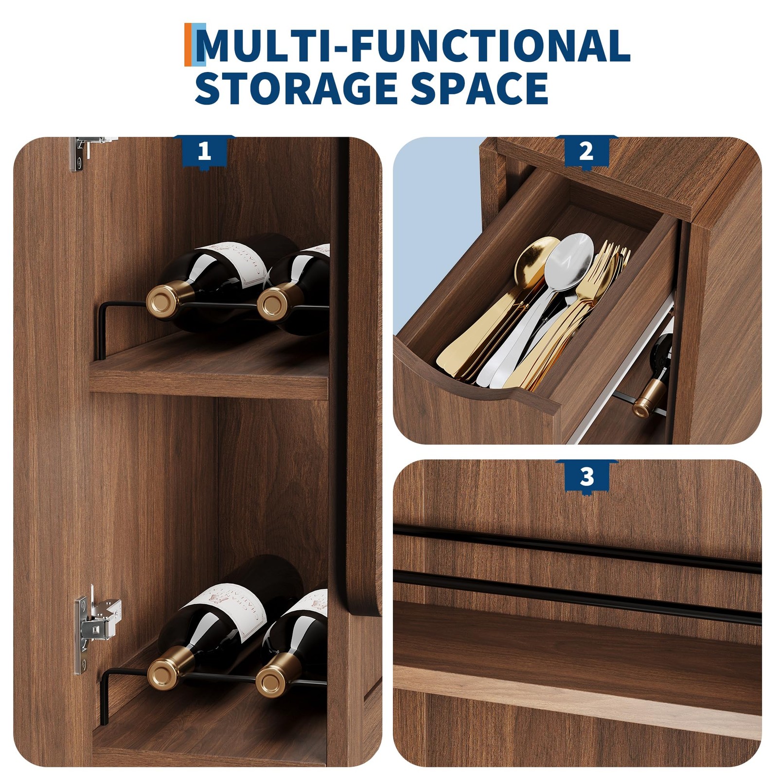 Folding Dining Table with Storage, Space Saving Kitchen Table with 6 Wheels