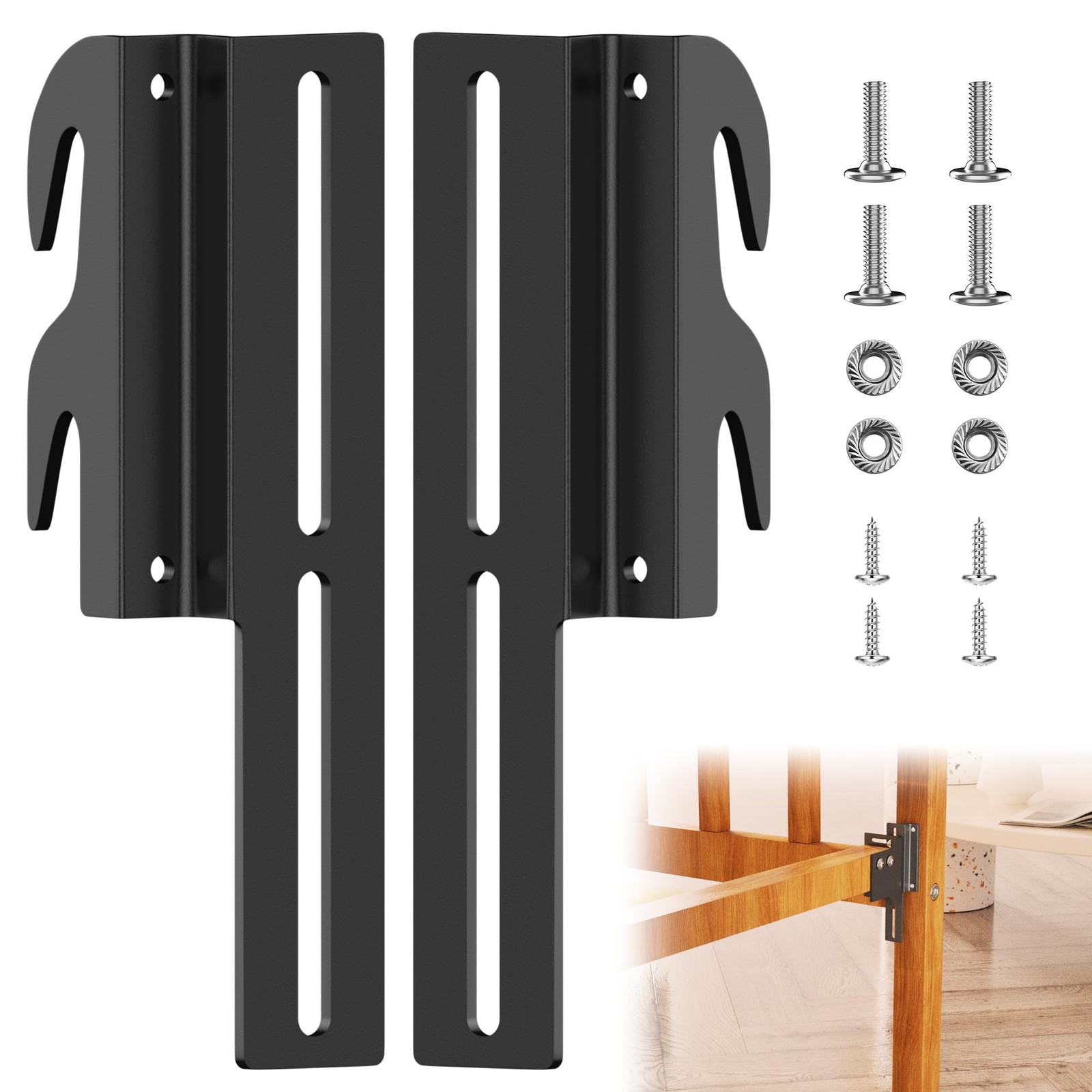2Pcs 711 Bolt-On to Hook-On Bed Frame Conversion Brackets, Bed Frame Hooks, U…