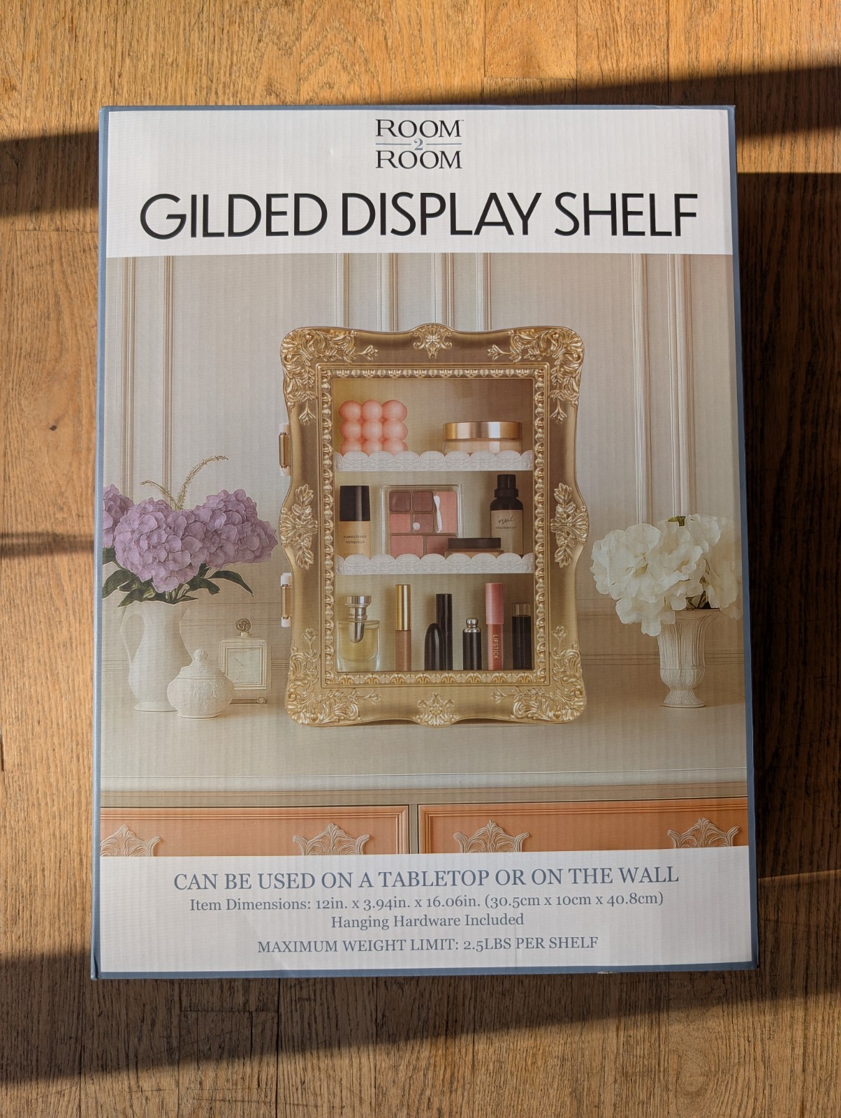 Gilded Display Shelf Viral Tiktok Jewelry Makeup Gold Cabinet 5Below Room2Room