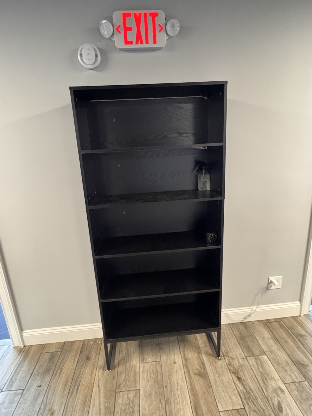 Black Freestanding Open-Face Rectangular Bookcase, Solid, 5 Shelves