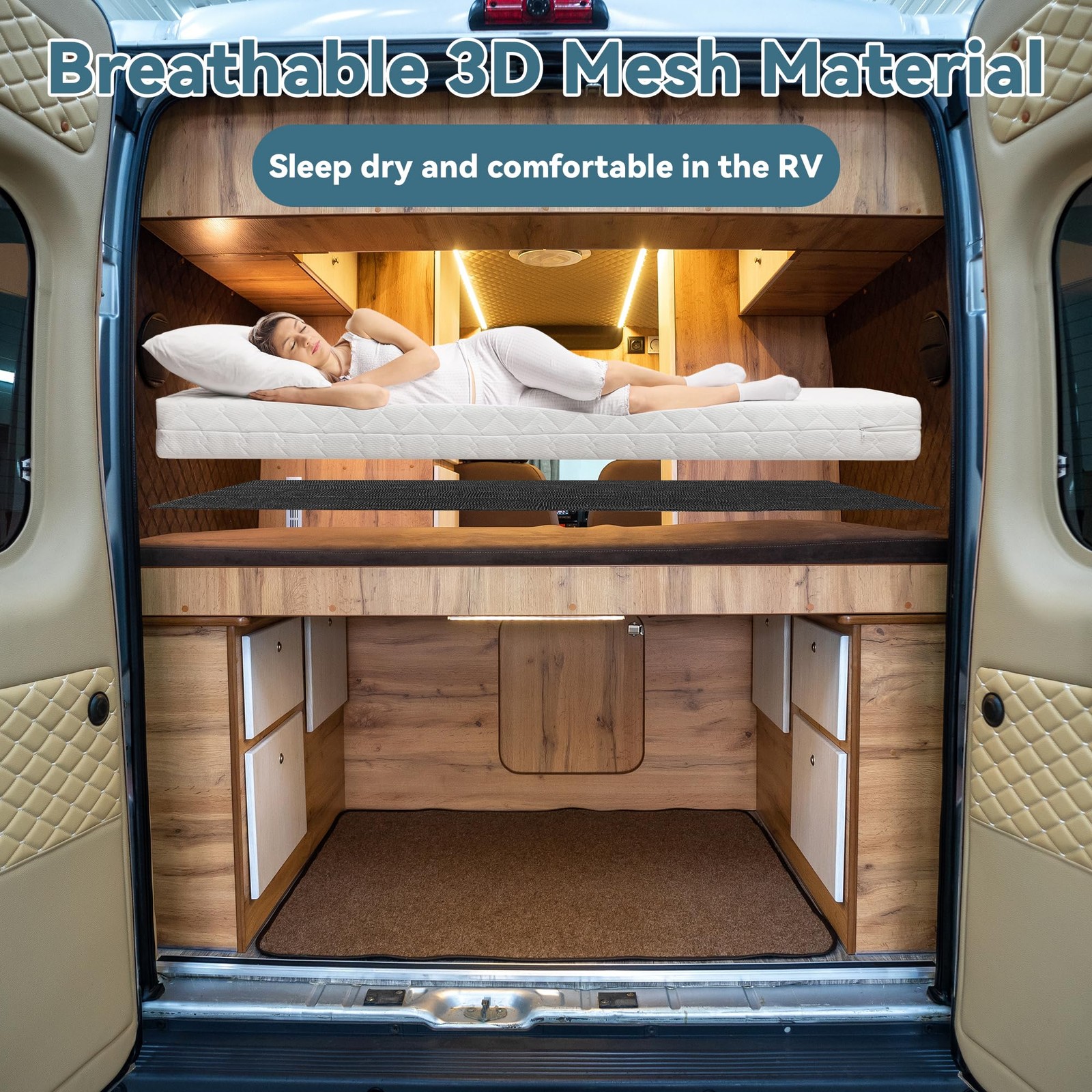 Queen Breathable Mattress Underlay 3D Air Mesh Ventilation Pad For RV Boat 79×59