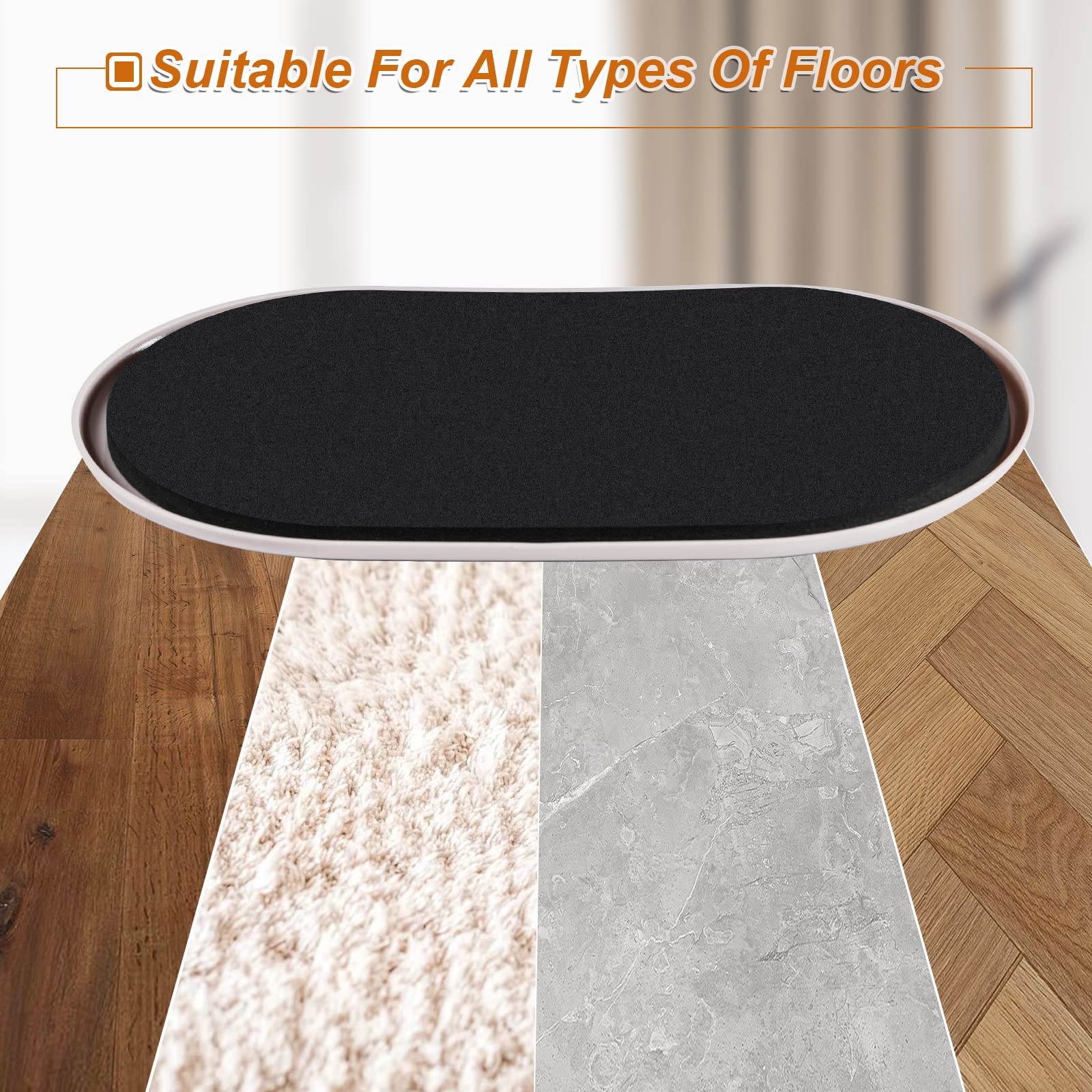 8 PCS 9.5 x 5.75 Oval Heavy Duty Furniture Movers, Reusable, Sliders, Beige