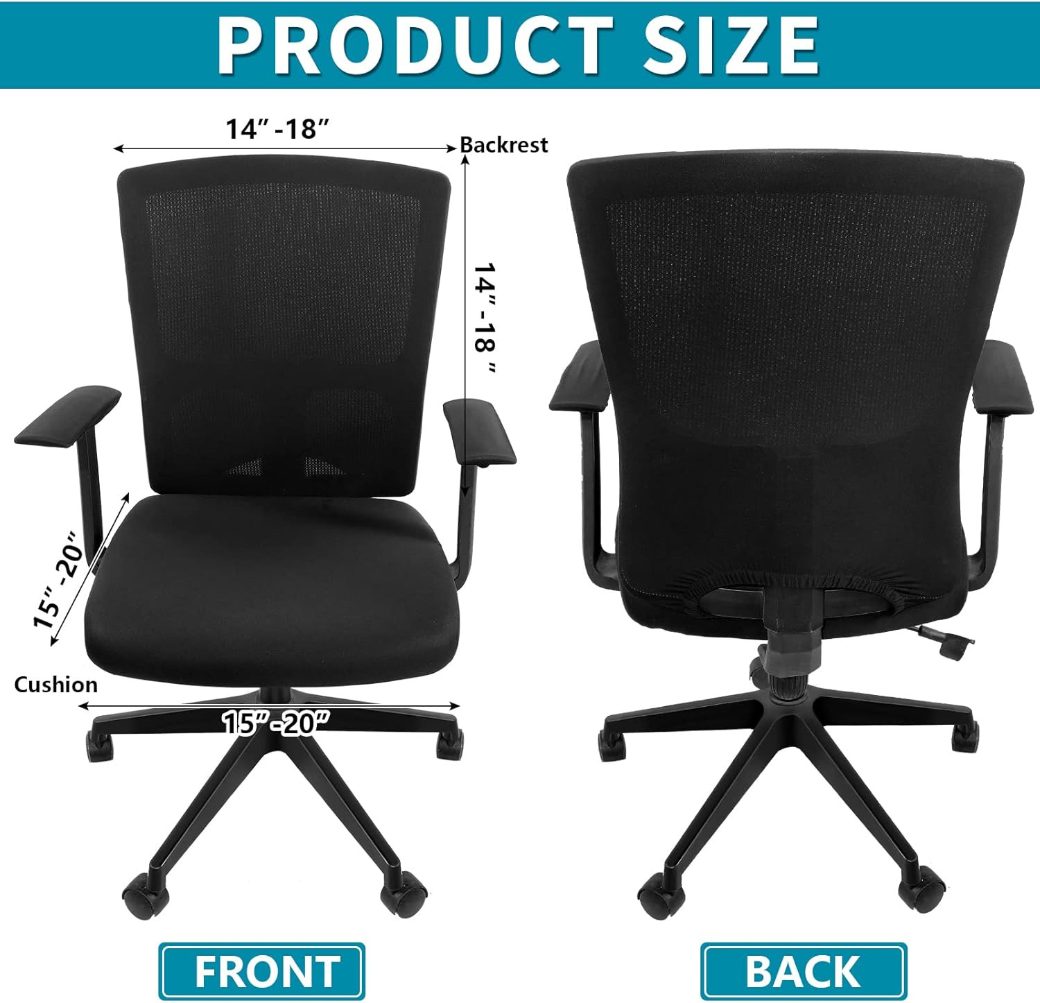 Computer Chair Cover Office Seat Cover with Armrest and Backrest, Stretchable De