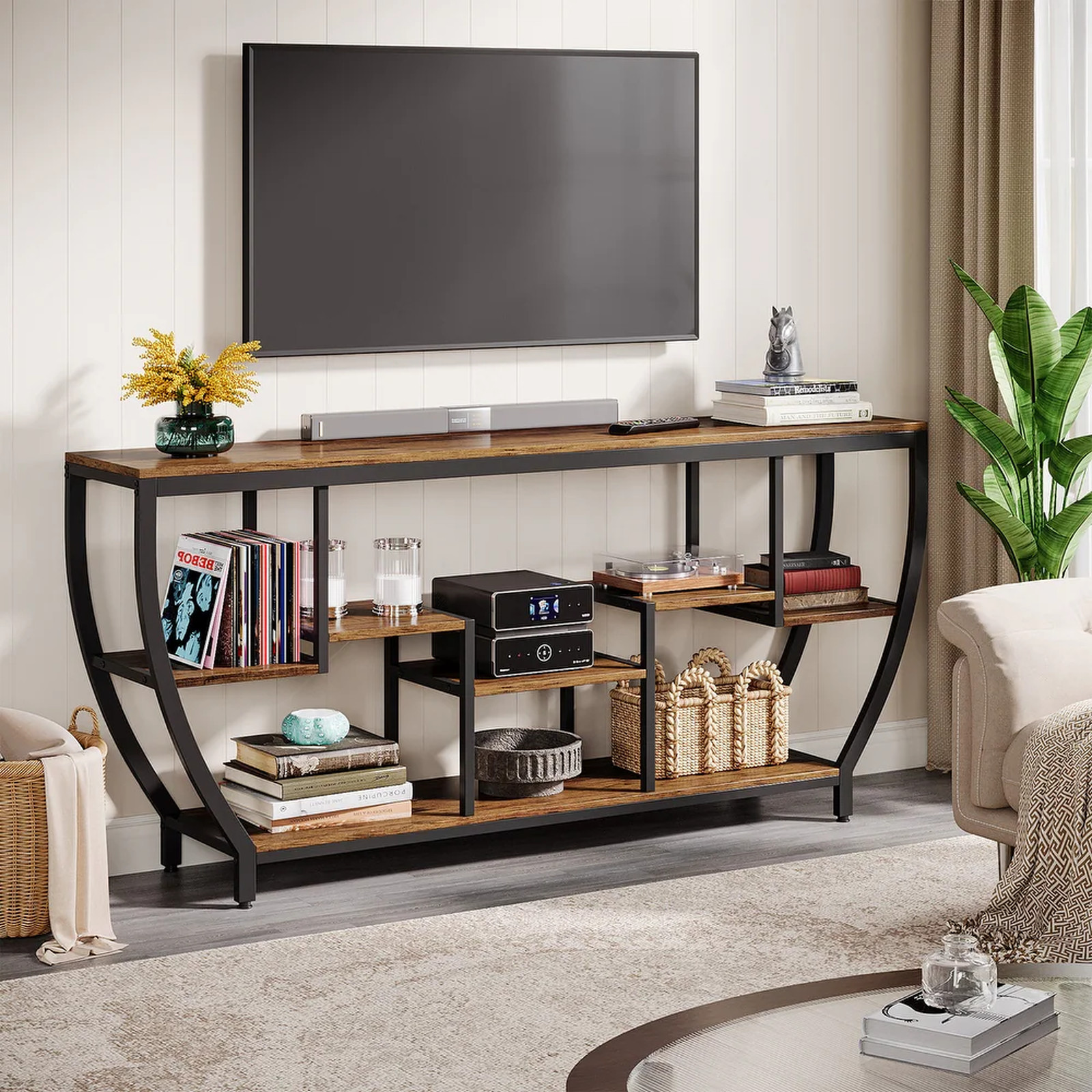 Modern TV Stand 75 80 Inch Entertainment Center Media Console Storage Shelf Home