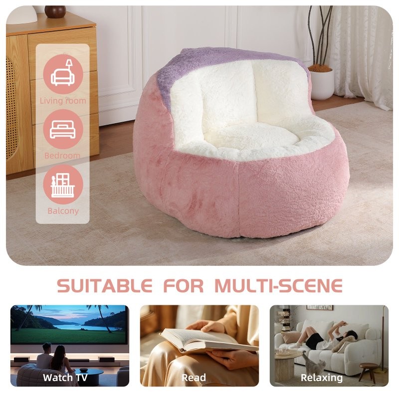 Oversized Multicolor Bean Bag Chairs Sofa Faux Fur Couches Filled Skin-Friendly