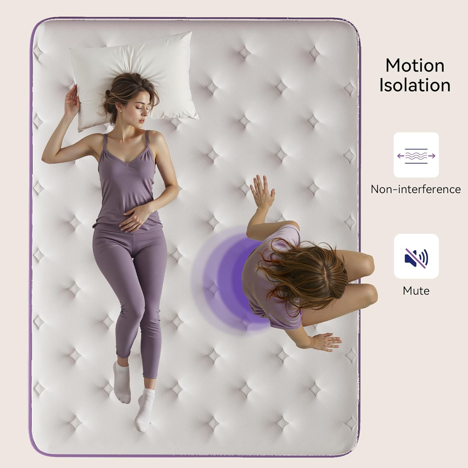 12″ Purple Hybrid Queen Mattress – Gel Foam & Pocket Springs, Medium Firm