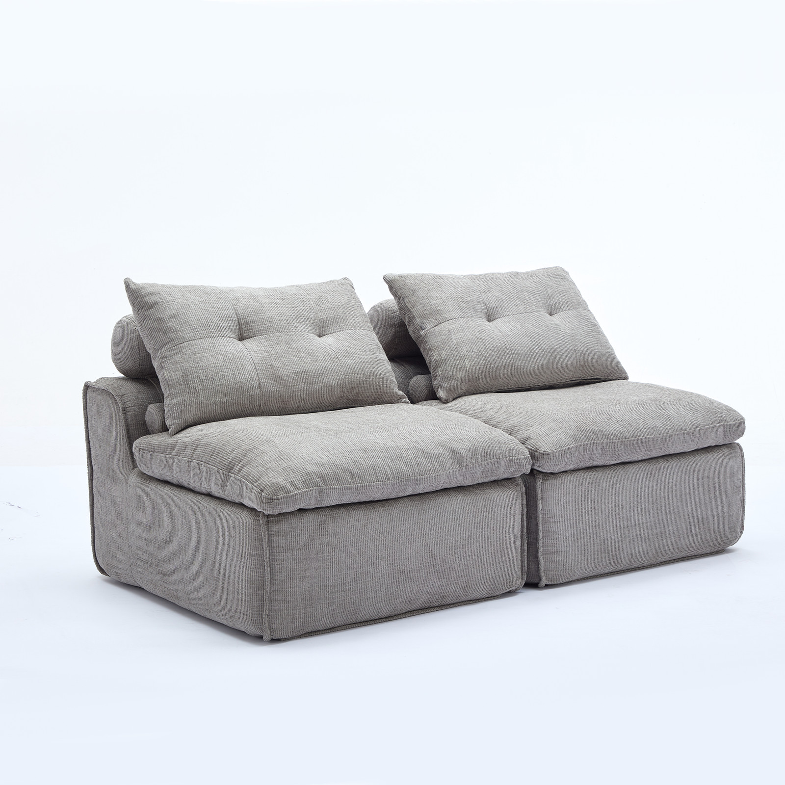 2-Seat Loveseat Sofa Chenille Neck Lumbar Pillow-Back Lounge Upholsted Couch 66″