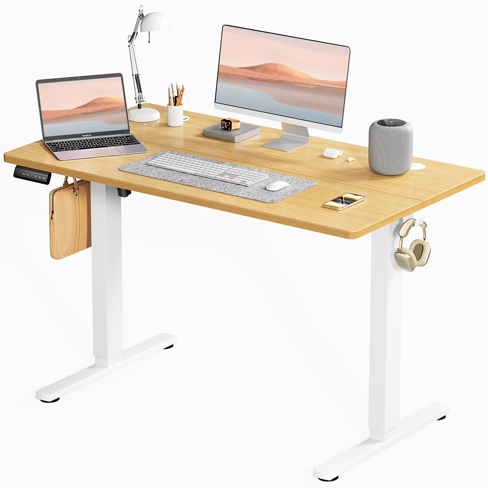 24×48 Inches Standing Desk Adjustable Height with Cable Management Natural