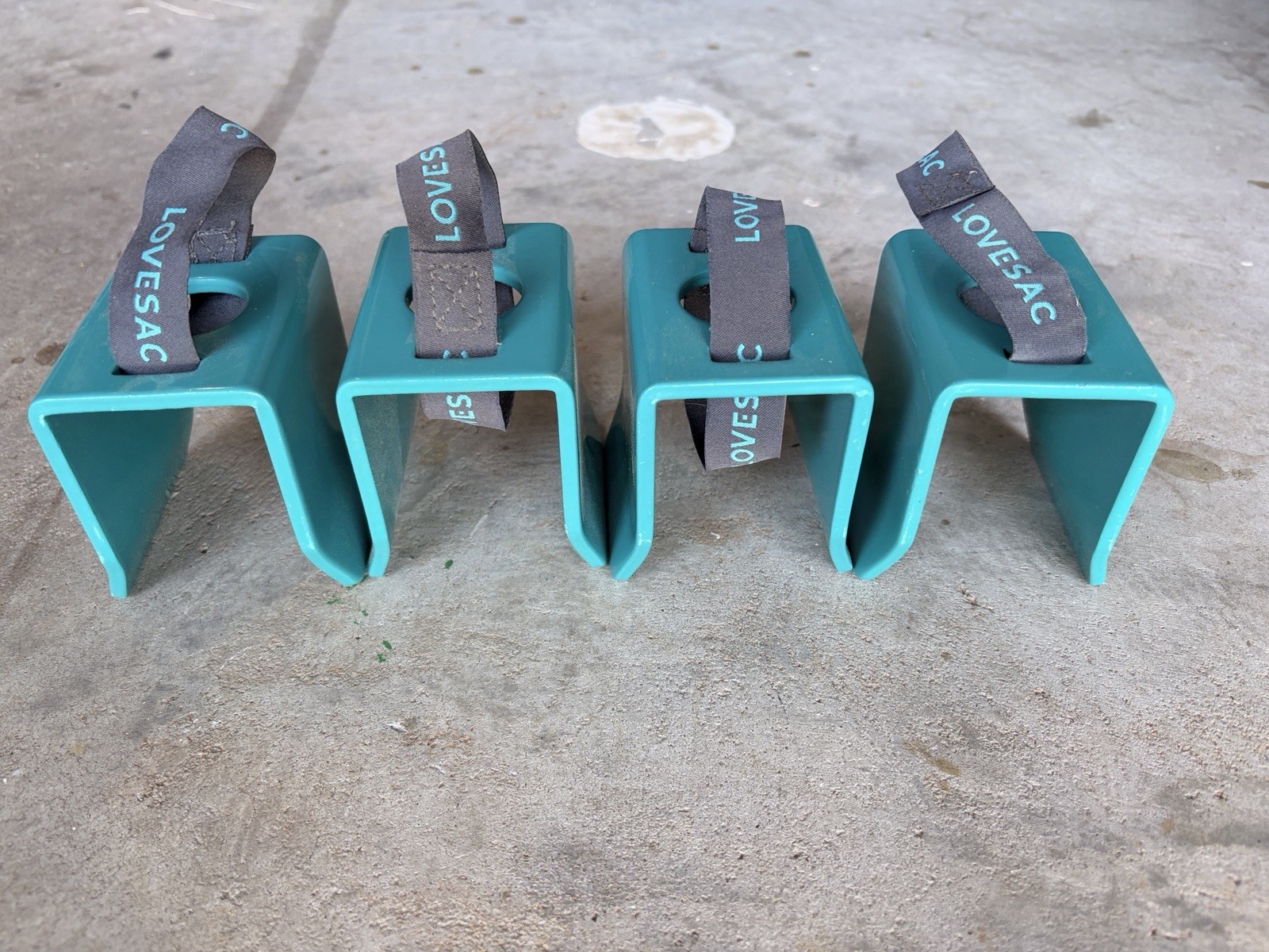 Lovesac Sactionals Steel U Clamp Teal Plastic Clamp with Black Strap (4)