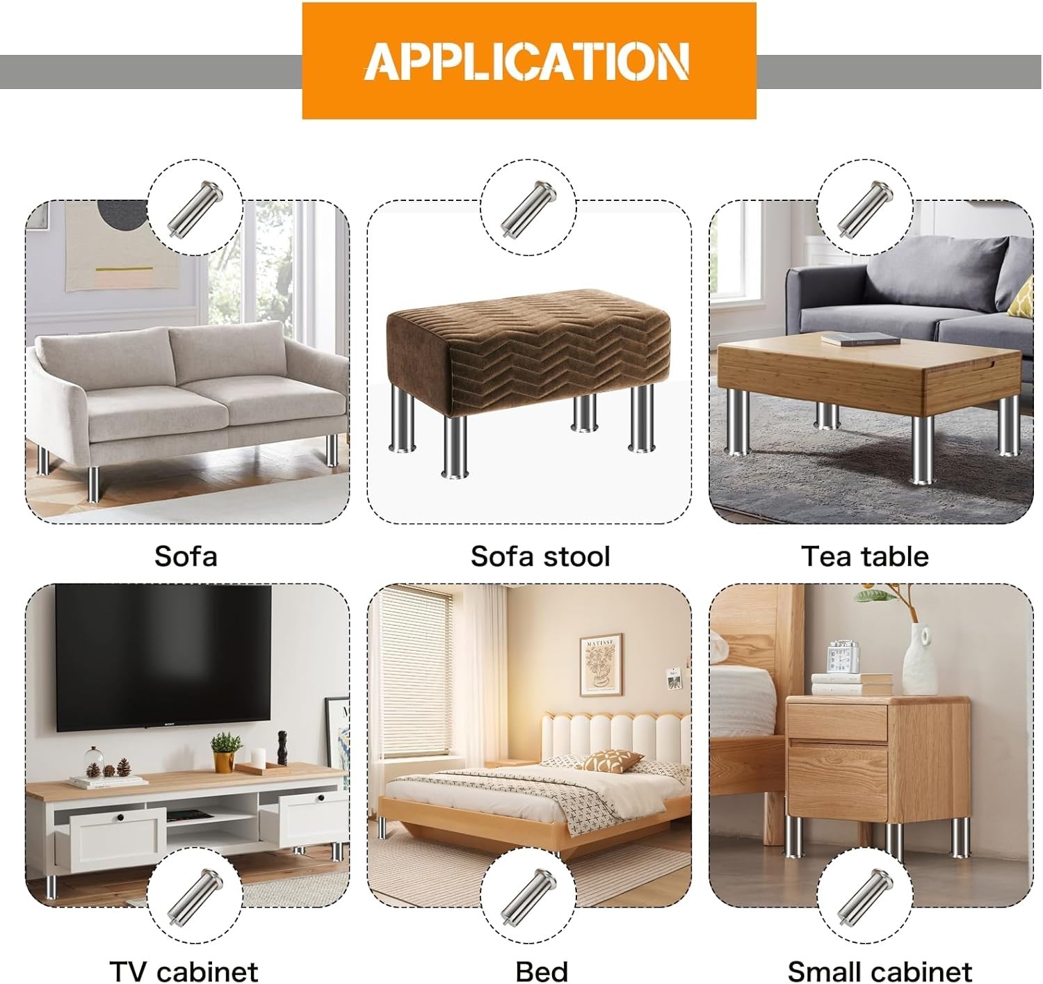 4pcs Furniture Feet Stainless Steel, 12cm Sofa Feet, Furniture Legs Metal, For Cabinet Fu…