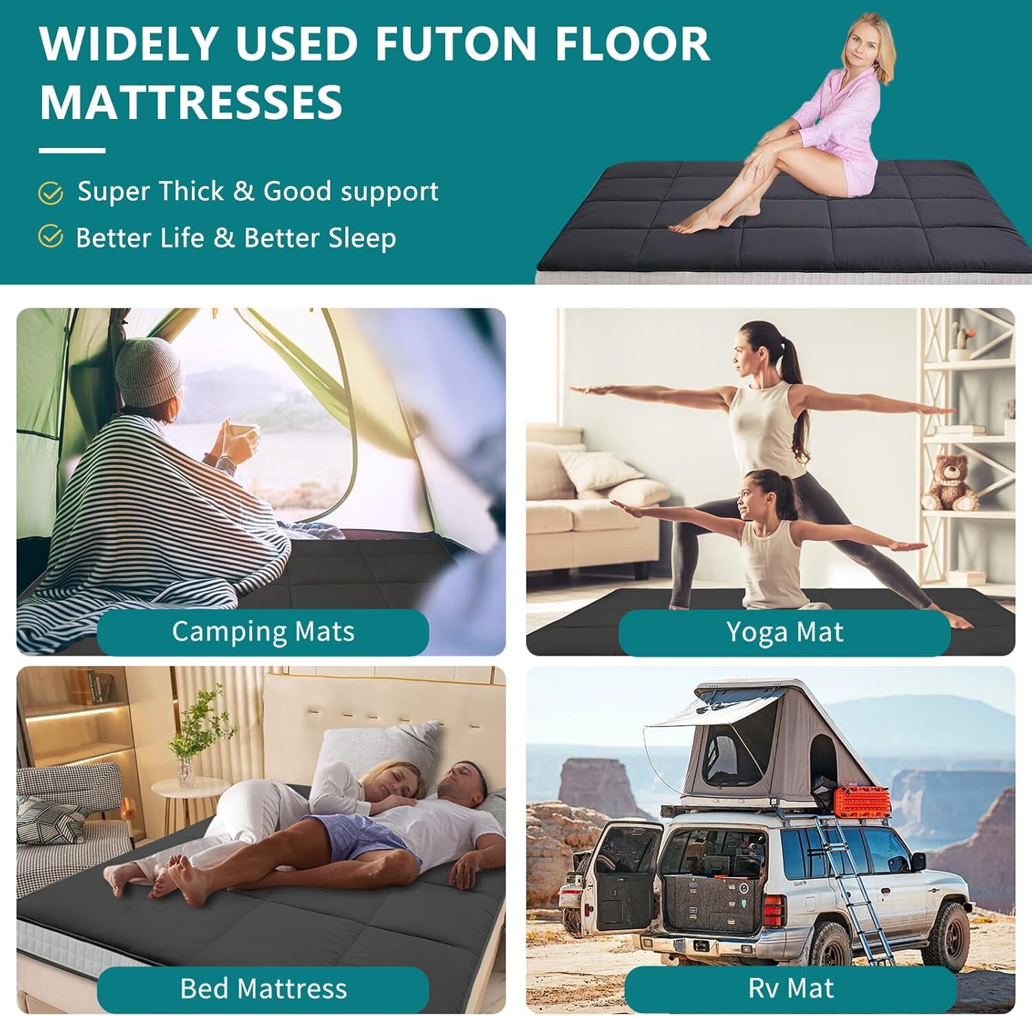 H&ZT Memory Foam Mattress 2.5 inch / 4 inch Folding Mattress Travel Guest Mat