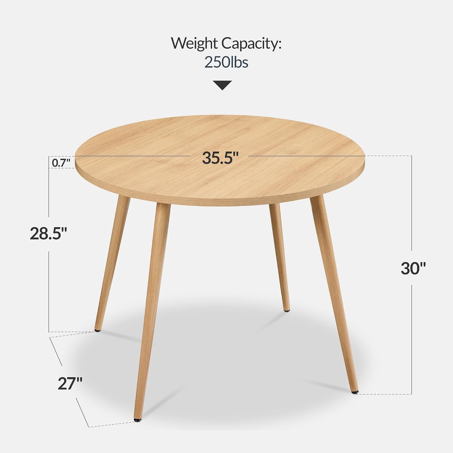Choice Products Round 35.5in Dining Table for 4 w/Sturdy Wood Finish Steel Legs,