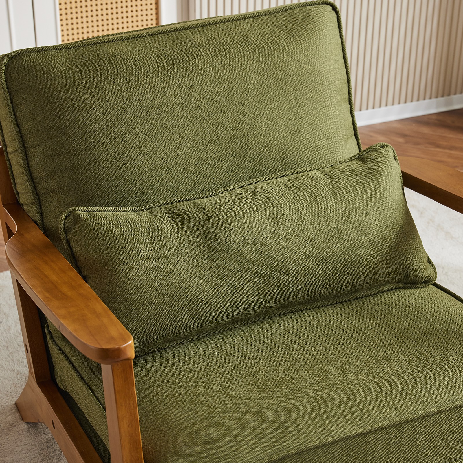 Teddy Fleece Armchair with Lumbar Pillow Comfy Reading Chair for Home Balcony