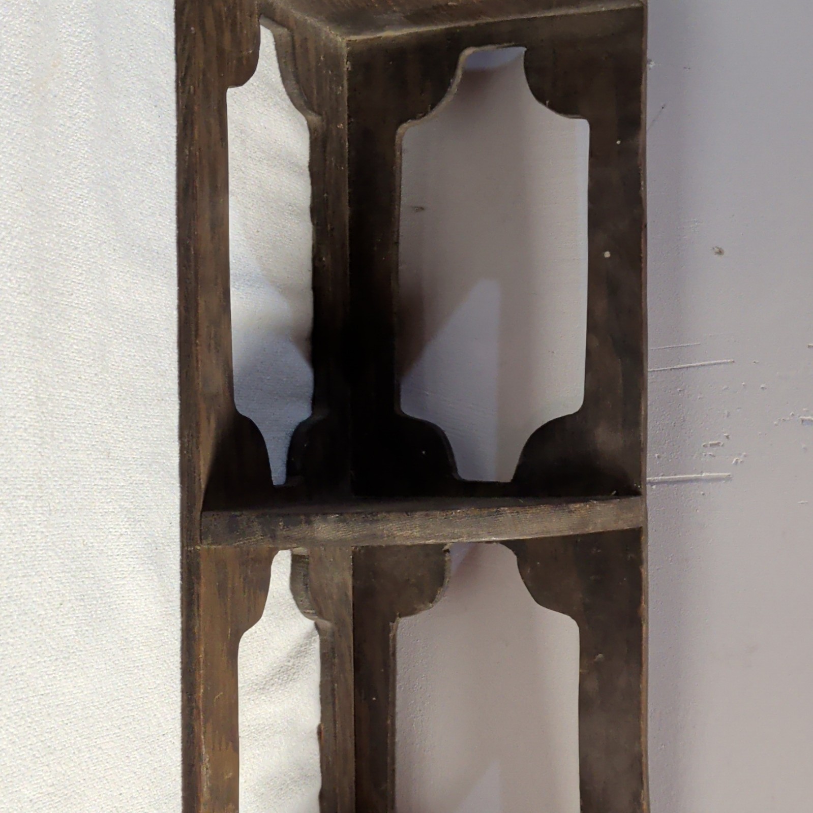 2-Tier Wood Wall Shelf, Wall Mounted Open Face, Brown Medium Wood Tone