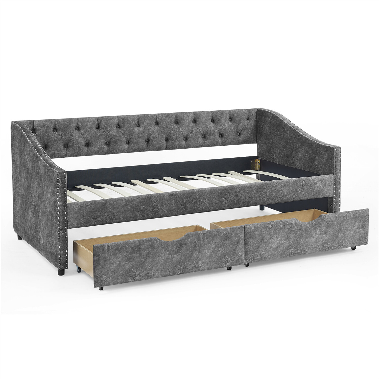 Twin Size Daybed Upholstered Bed Frame Sofa Bed with 2 Storage Drawers New