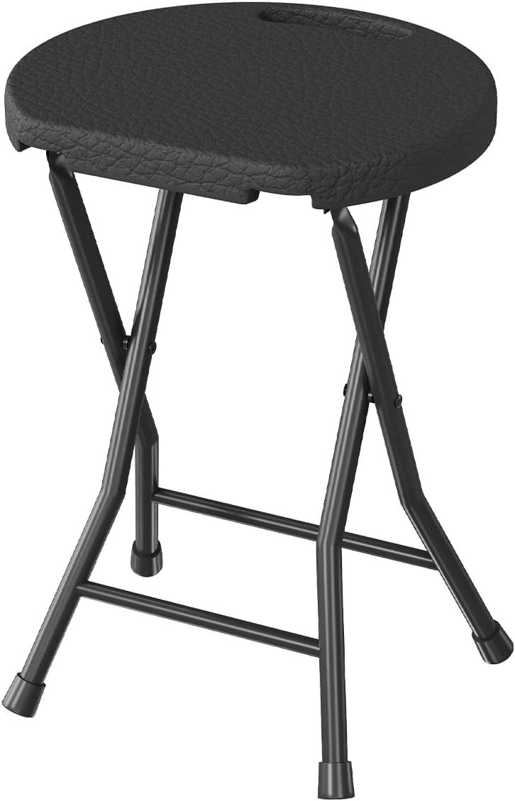 Foldable Stool Chair with Handle Heavy Duty Portable Round for Dorm Kitchen Set