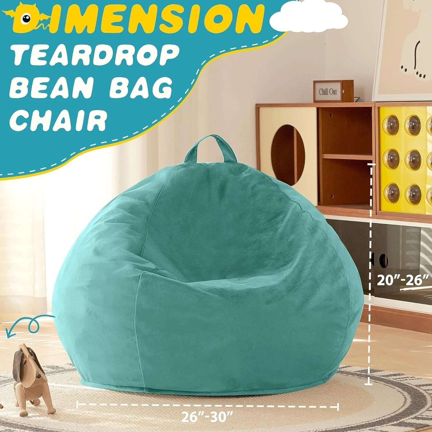 Luxurious 2FT Teardrop Bean Bag Chair in Aqua Ombre with Removable Cover