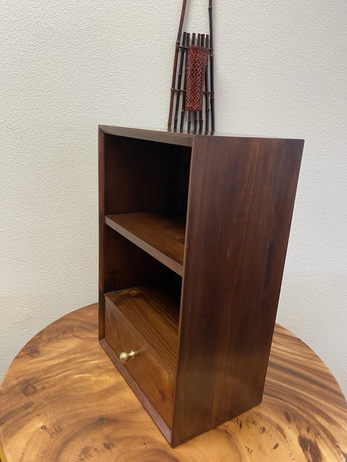 Solid Wood Minimalist Side Cabinet with Drawer- Wabi-Sabi Style