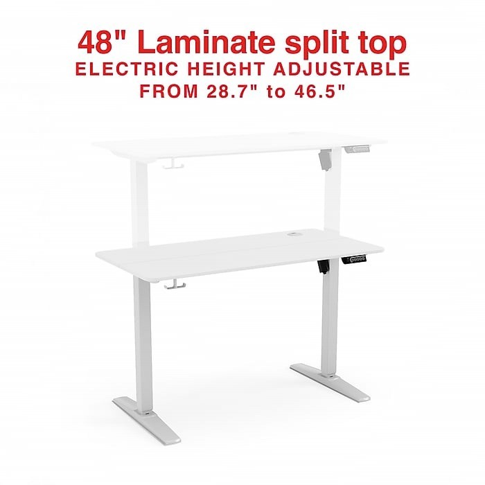 Staples 48″W Electric Rectangular Adjustable Standing Desk, White (ST63148)