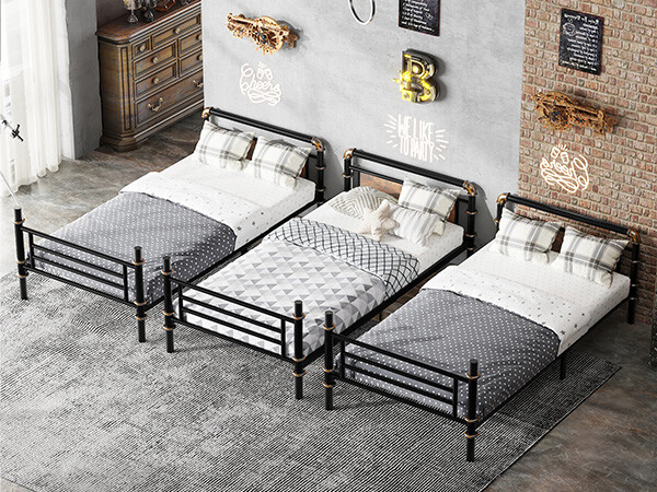 Modern Bunk Bed for 4 Kids Heavy Duty Metal Twin Bunk Bed Detachable Triple Beds