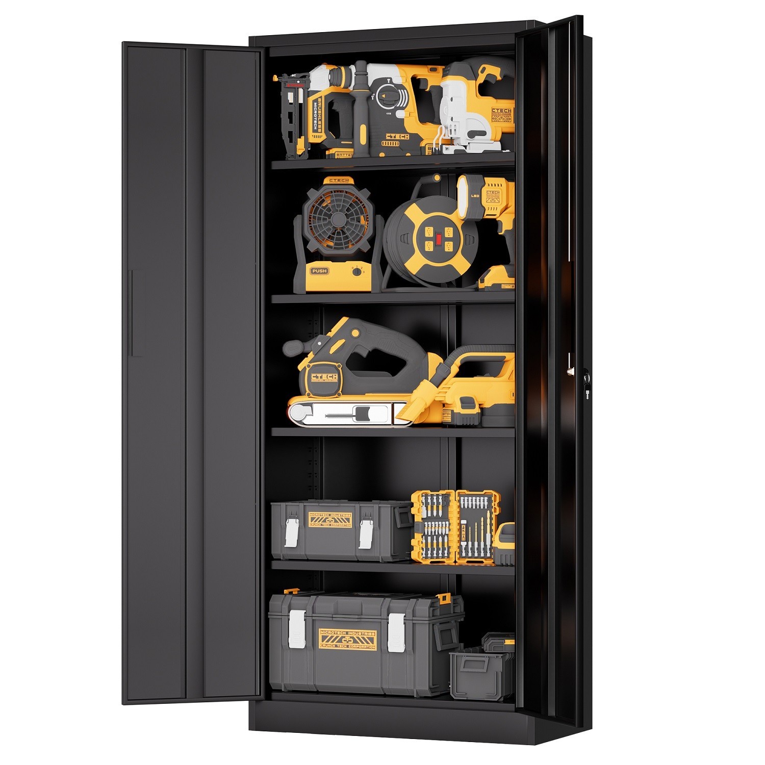 71″H Metal Garage Storage Cabinet Steel Locking File Cabinet w/Doors&4 Shelves