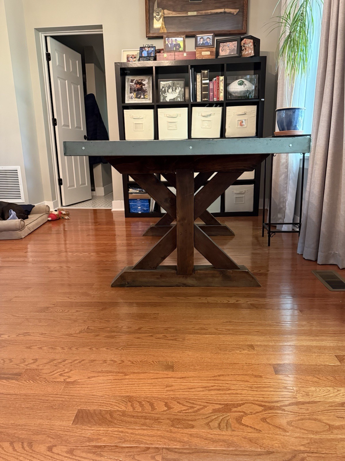 Rectangular Wood Dining Table Brown Solid X-Base 72 x 38 x 30 in