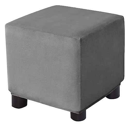 Ottoman Cover Square Velvet Storage Ottoman 13″D x 13″W x 15″H Dark Gray