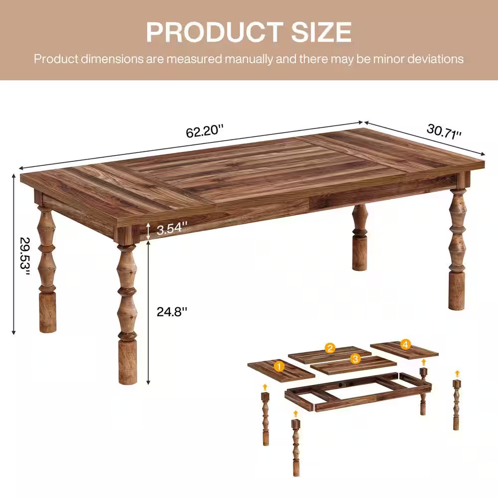 Halseey 62 In. Rectangular Walnut Brown Wood Computer Desk with Storage, Long Wr