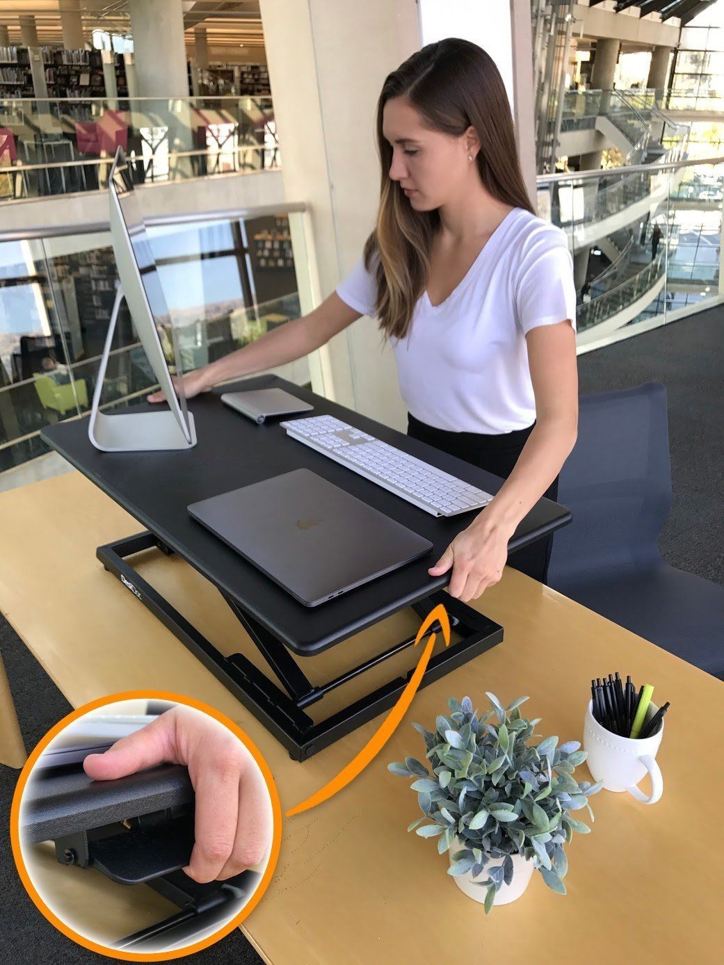 Adjustable Standing Rising Desk Table Stand Up Riser Desktop