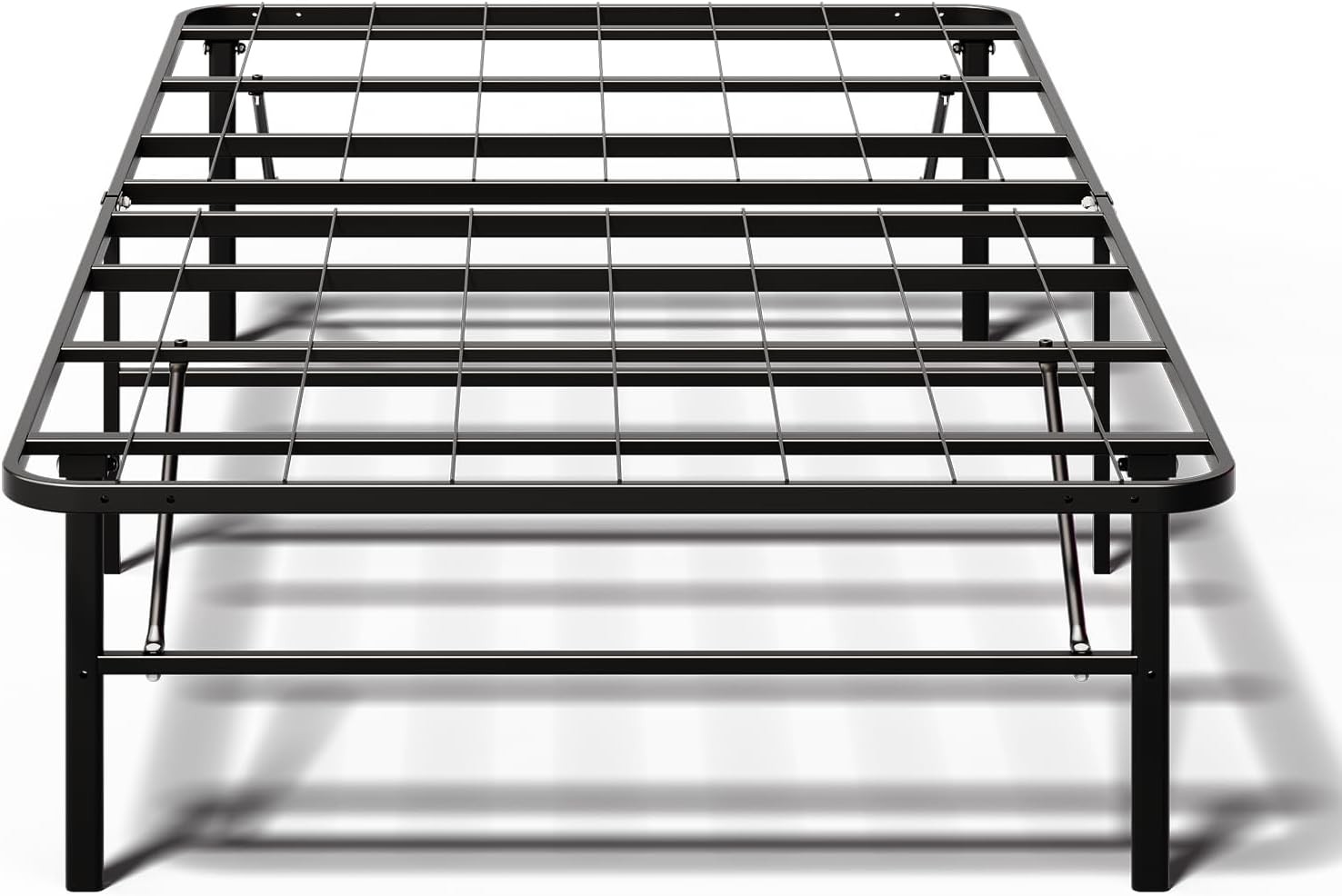 14 Inch Foldable Twin Size Bed Frame Heavy Duty Metal Platform Bed Box Spring