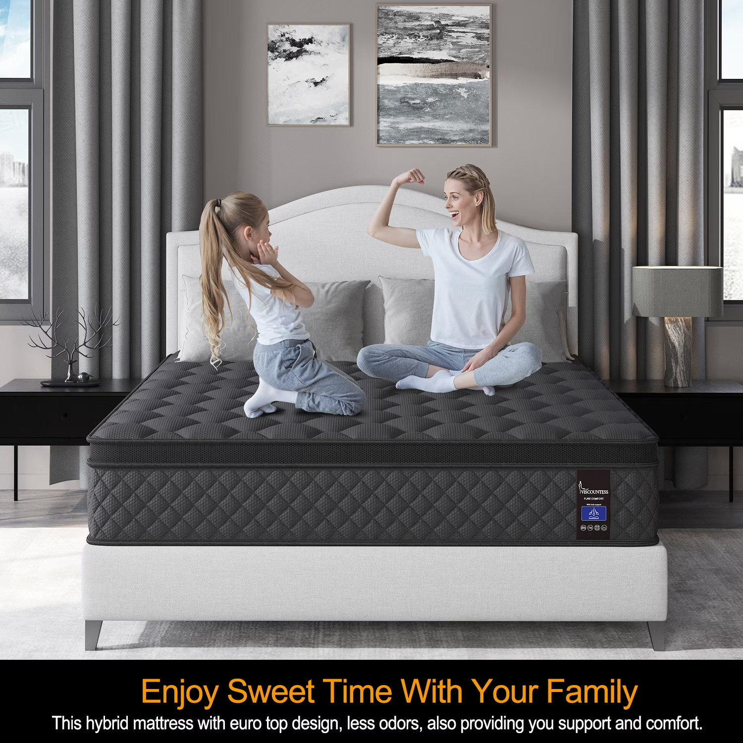 14″ Colchones Queen Size De Espuma 14 Pulgadas Gel Memory Foam Hybrid Mattress