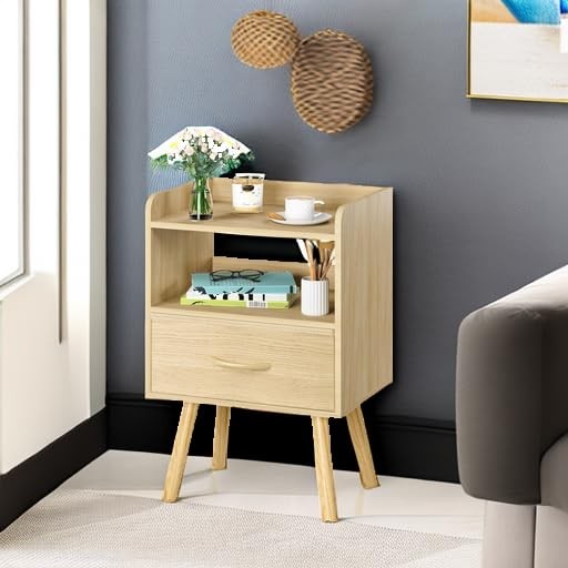 Yoobure Modern Nightstand 15.75 inches x 11.81 x 24.8 inches, Natural