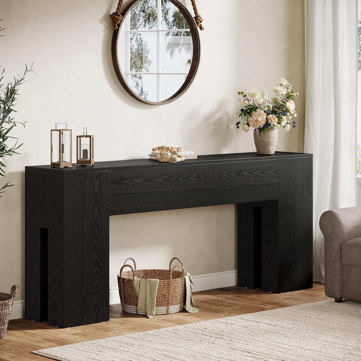 70.87-Inch Modern Console Table Long Narrow Wooden Entryway Table for Hallway