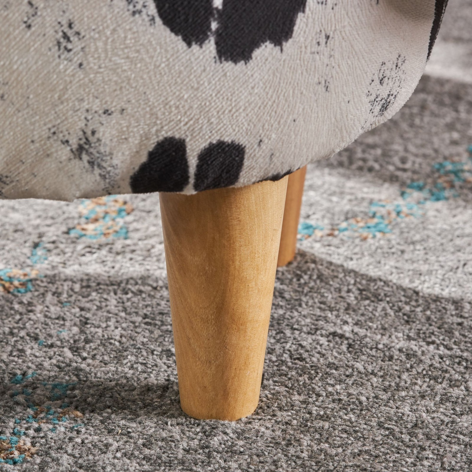 Cow Shaped Ottoman Cute Animal Footstool Wood Seat for Shoe Changing Entryway