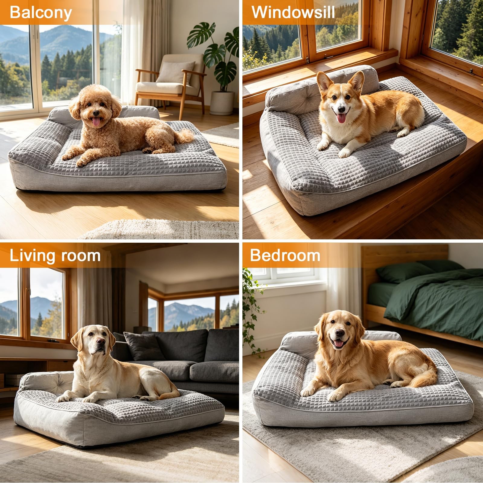 Nofkynoxa Large Dog Bed Orthopedic Dog Sides Extra Thick Soft Orthopedic Dog