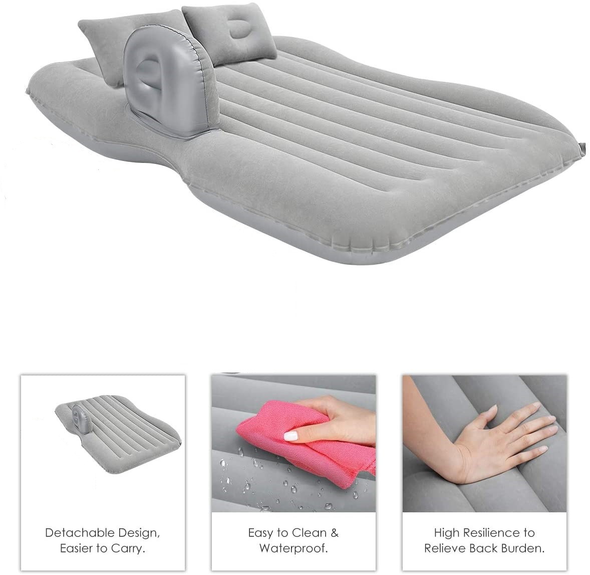 Car Inflatable Mattress, Flocking, Gray
