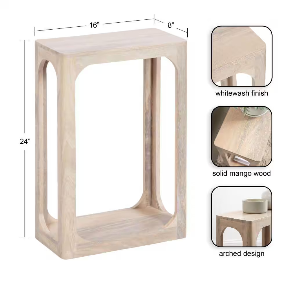 Dahl 16 In. White Rectangle Solid Wood End Table