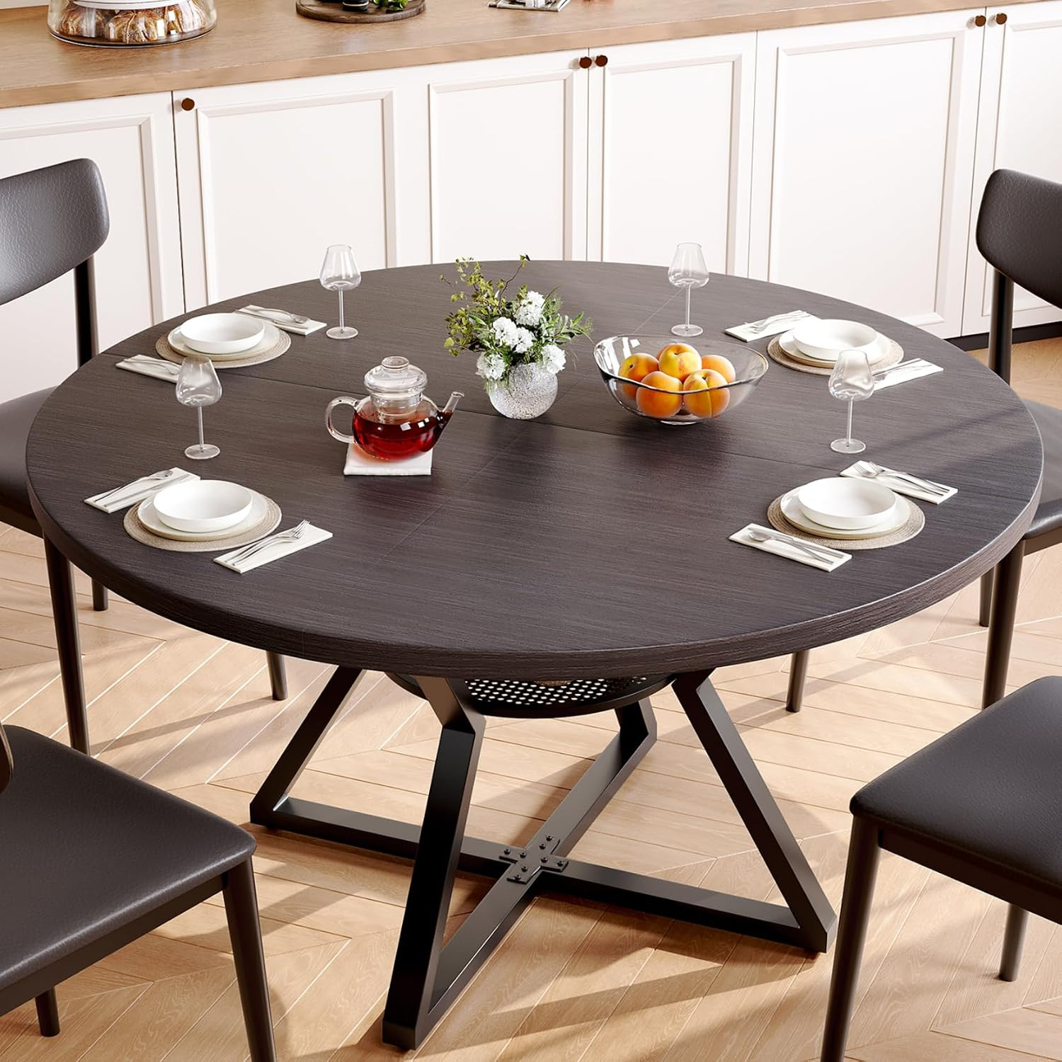 47″ round Kitchen Dining Room Table for 4-6 Circle Dining Dinner Table