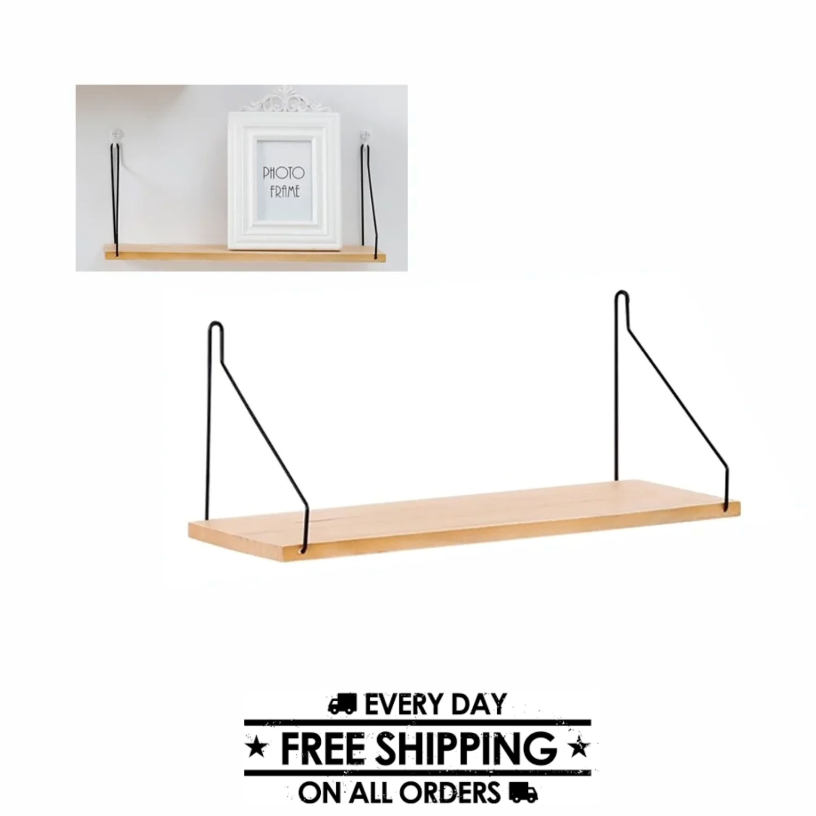 Wall Mounted Floating Shelves Rustic Wood Hanging Shelf 12×5.7 in Home Storage
