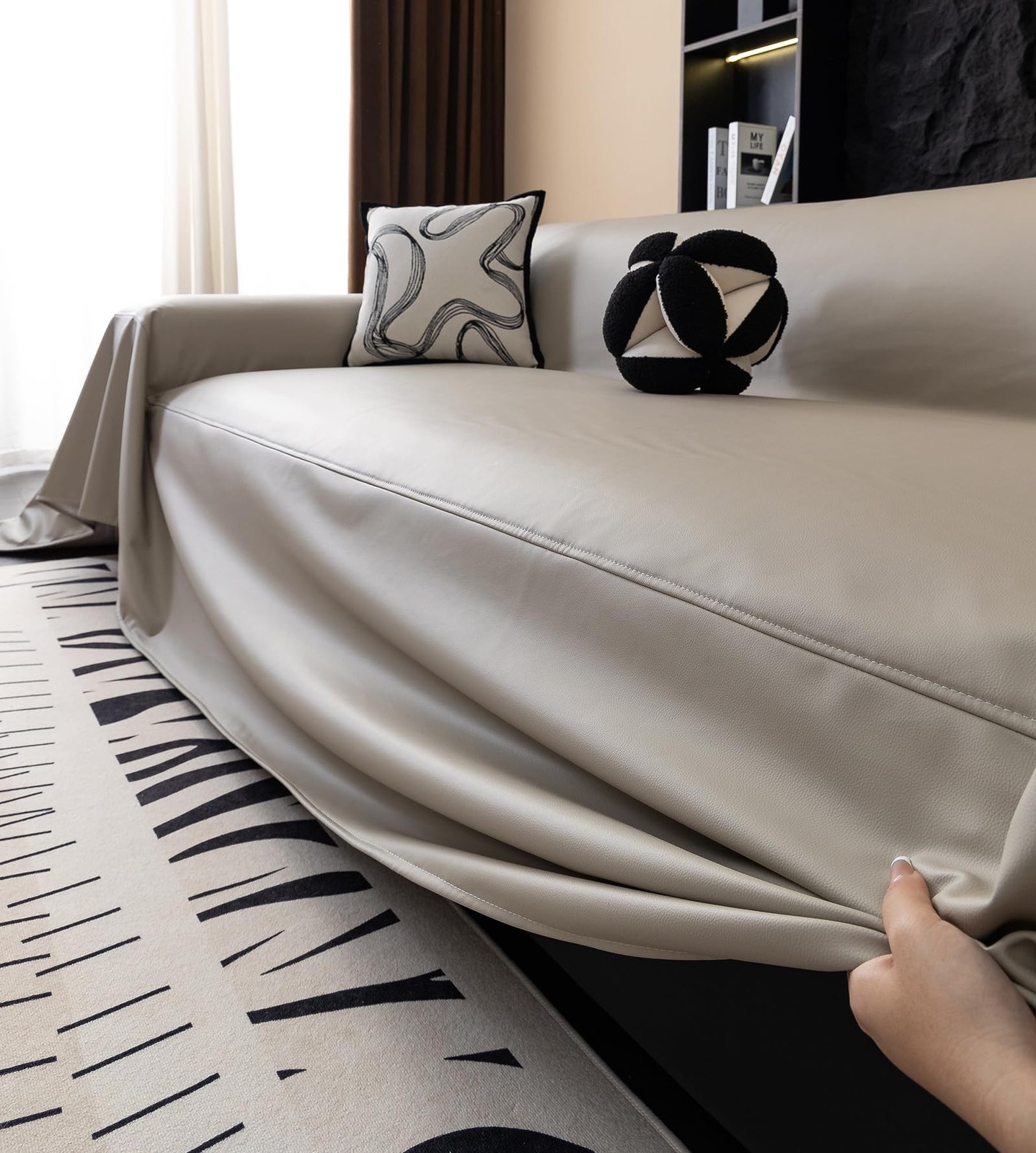 Vctops Waterproof Thick PU Leather Sofa Covers Sectional Sofa Luxury Couch