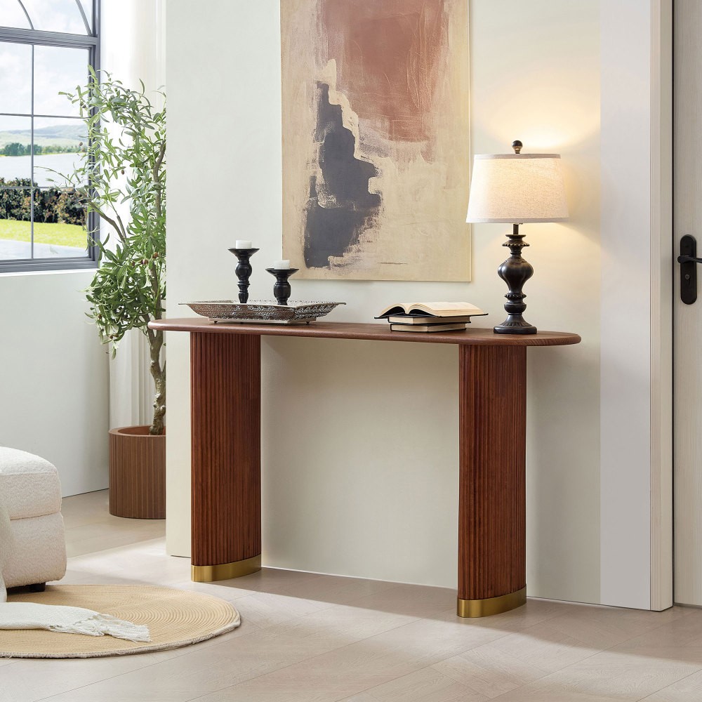 Entrance Table Features stainless steel legs W real wood veneer Multifunctional