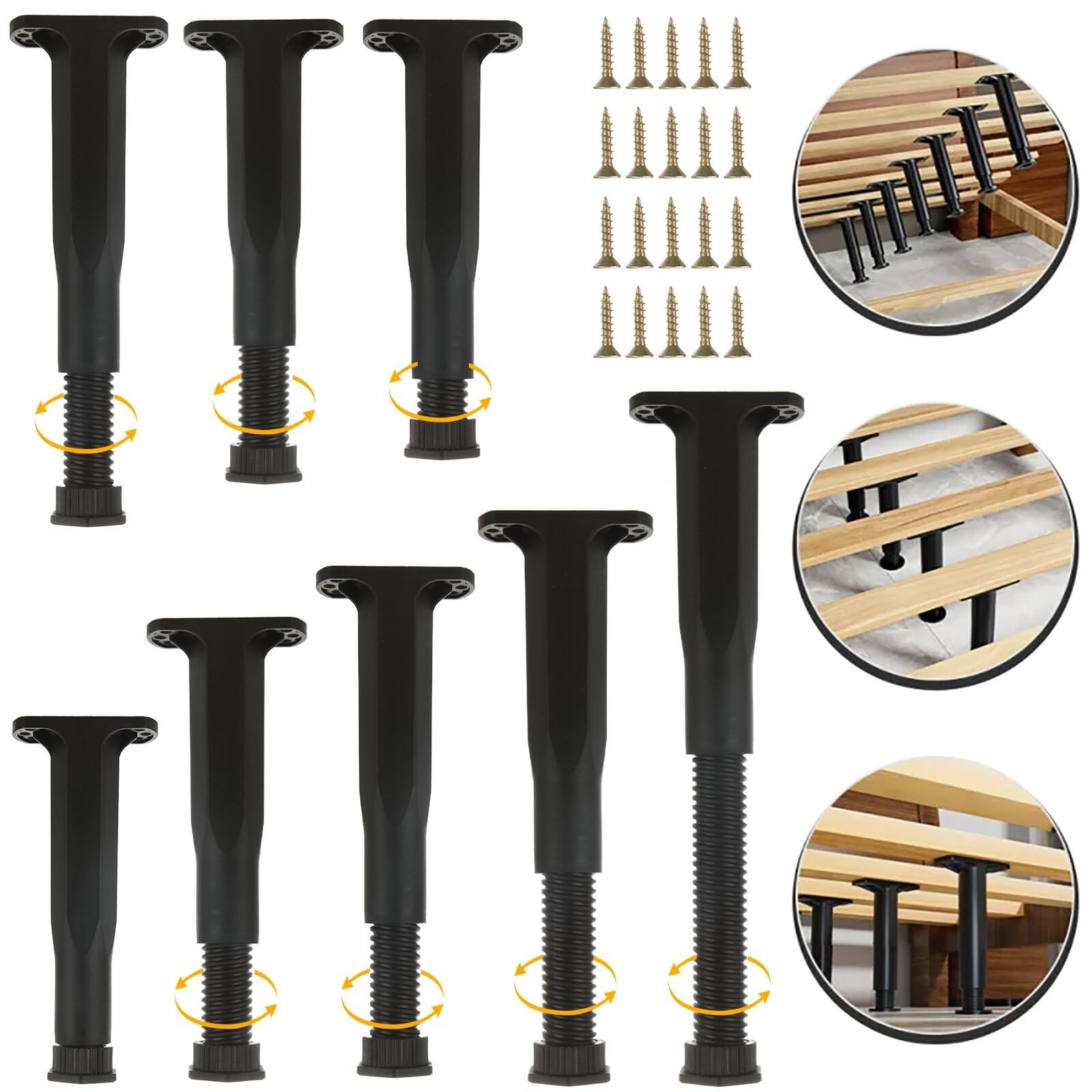 8 Pack Bed Support Legs 8.2-14.7 Inch Height Adjustable Bed Frame Support Leg…
