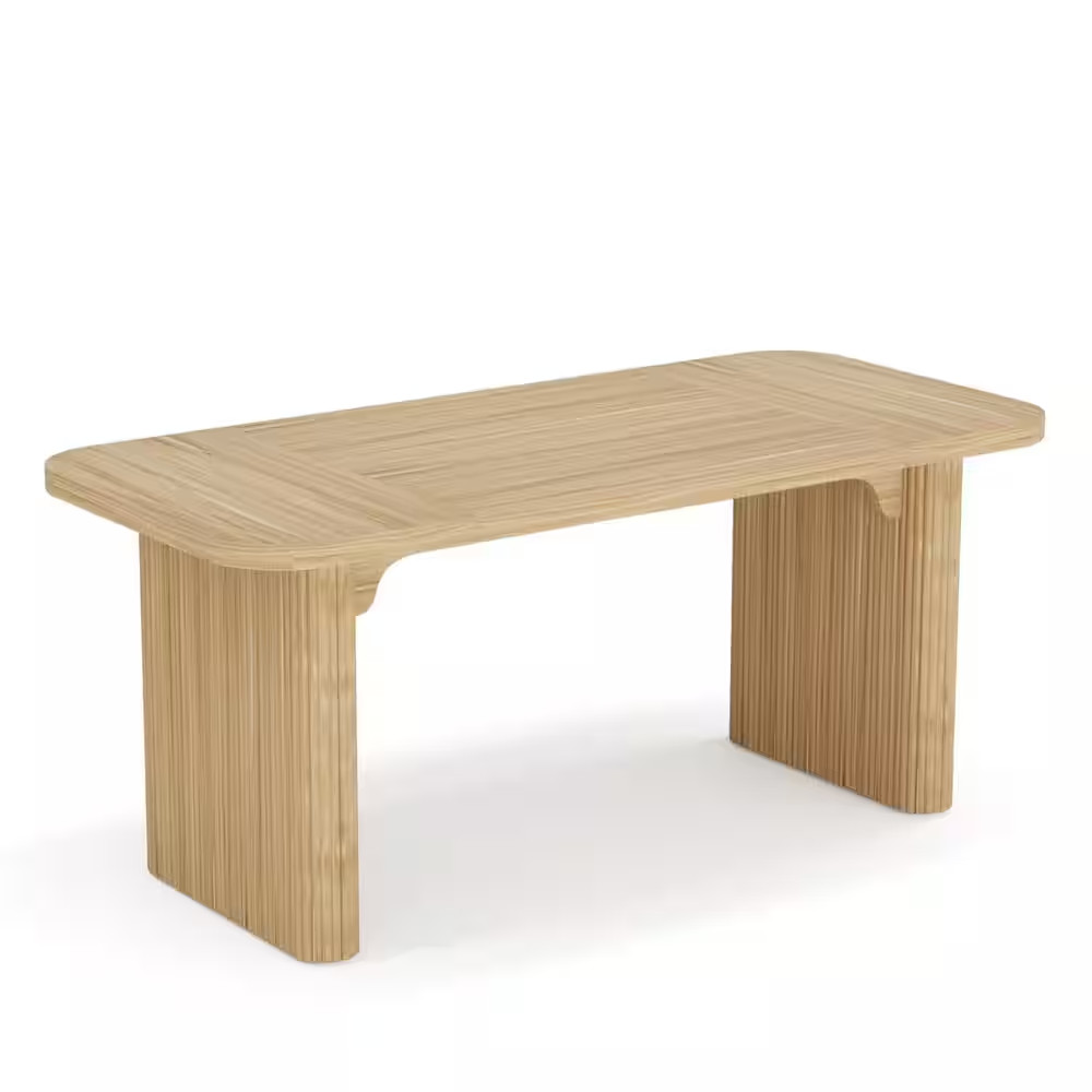 Moronia 62 In. Modern Rectangle Light Brown Wood Executive Computer Desk Simple