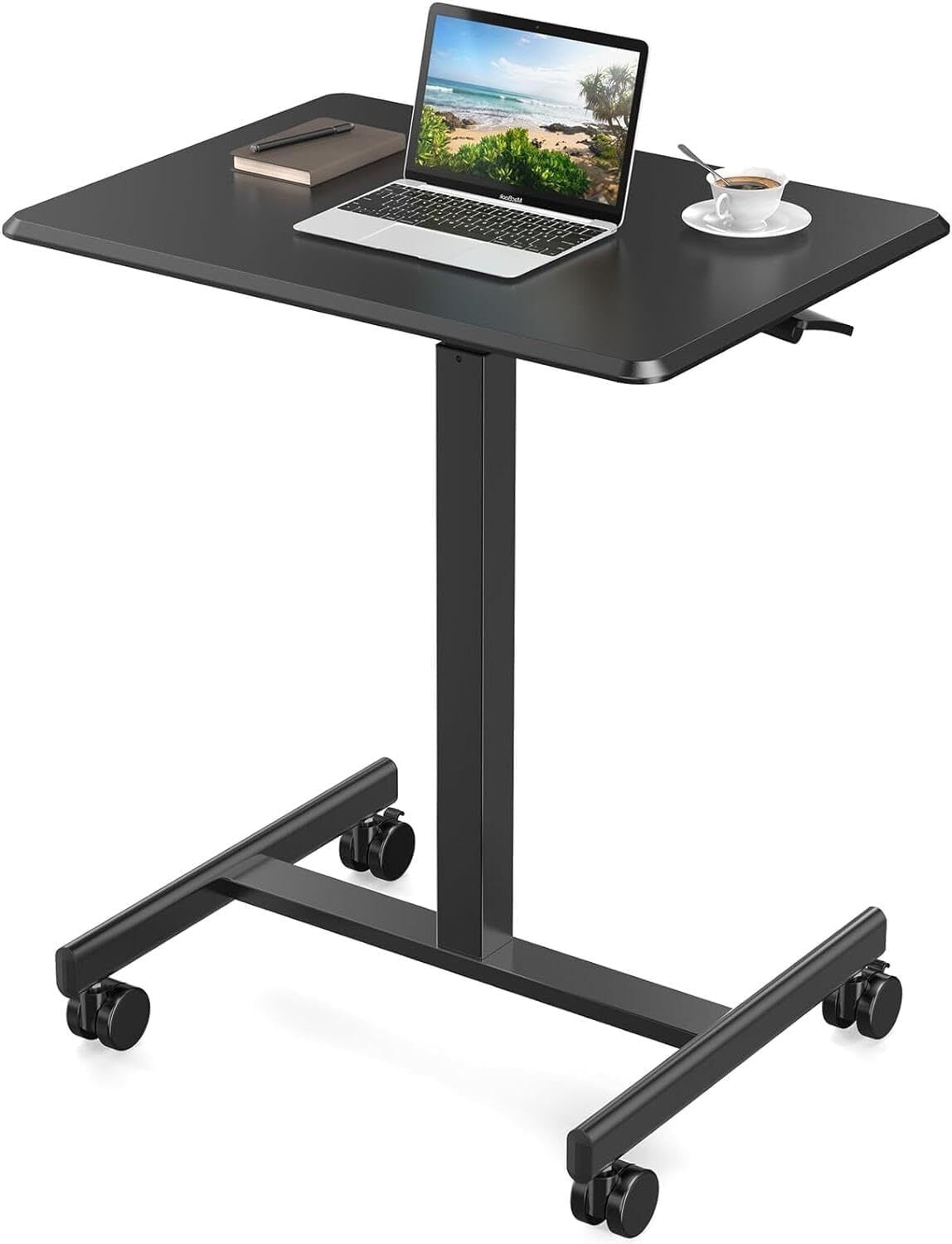Adjustable Height Portable Laptop Desk with Wheels Mobile Small Stading Desk